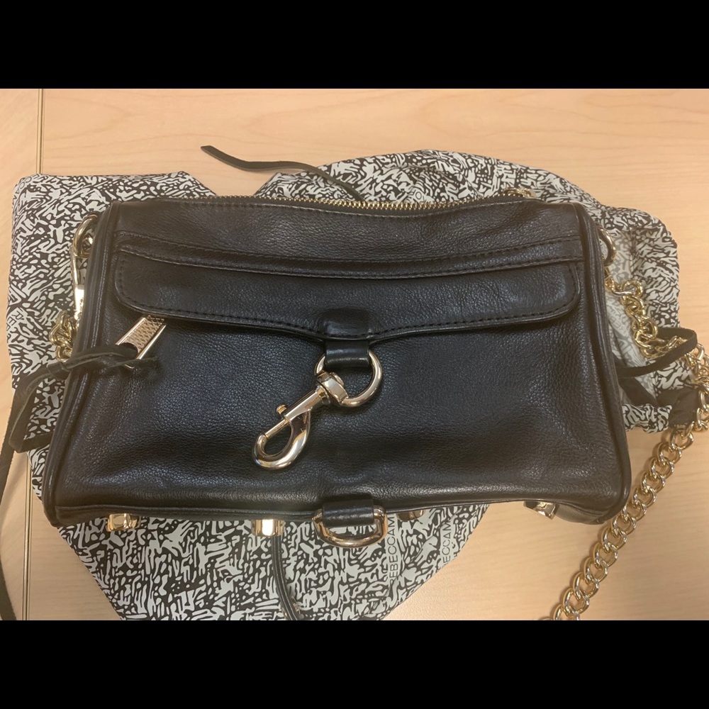 Rebecca Minkoff Black Crossbody Bag with Gold Accents